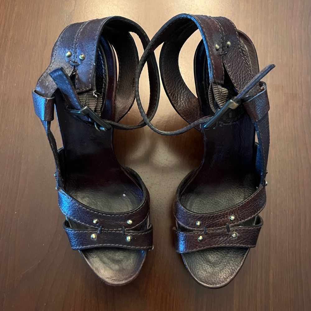 Chloe brown wooden wedges 37 1/2